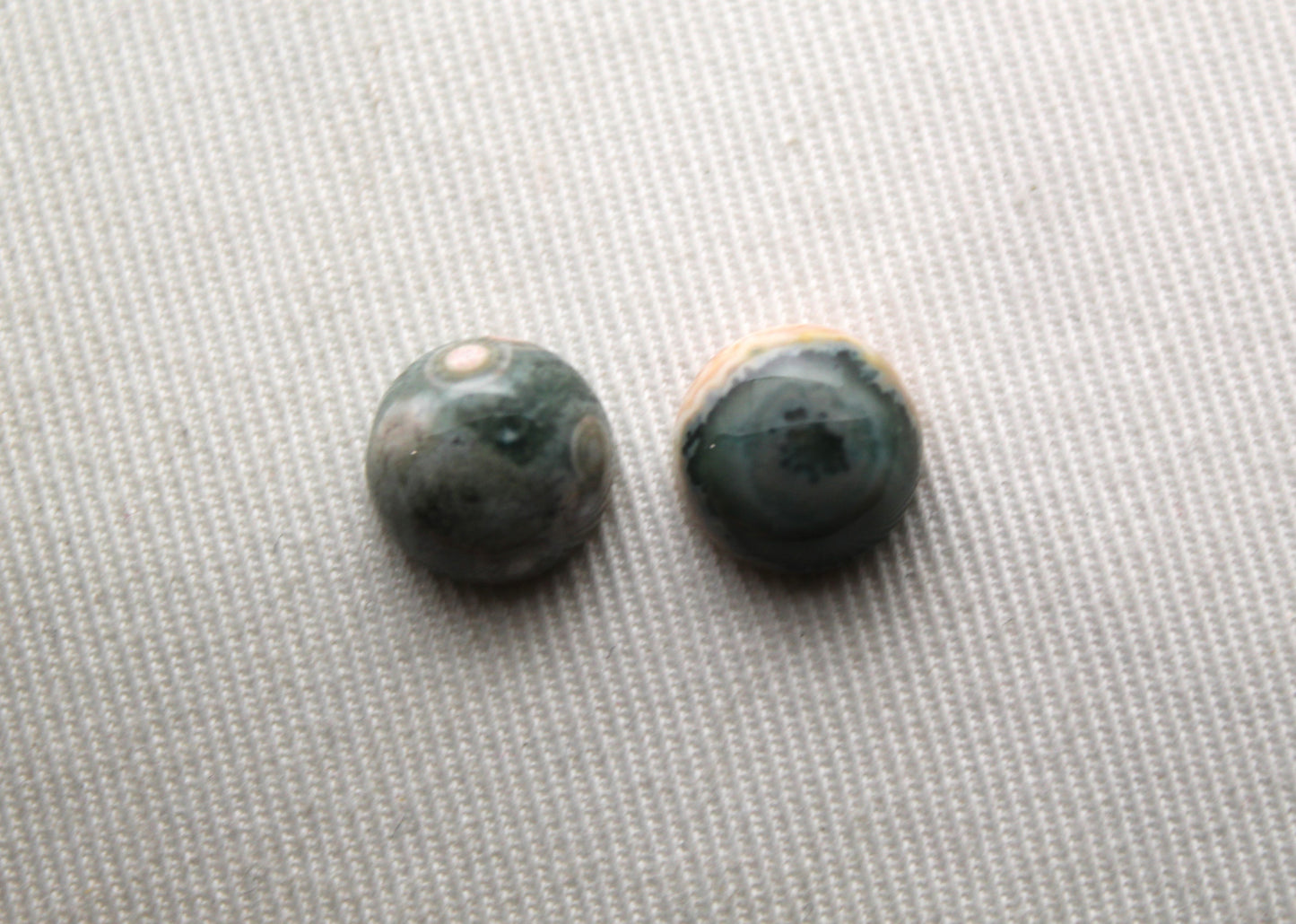 TWO smooth Ocean Jasper cabochons Gemstones round 10MM