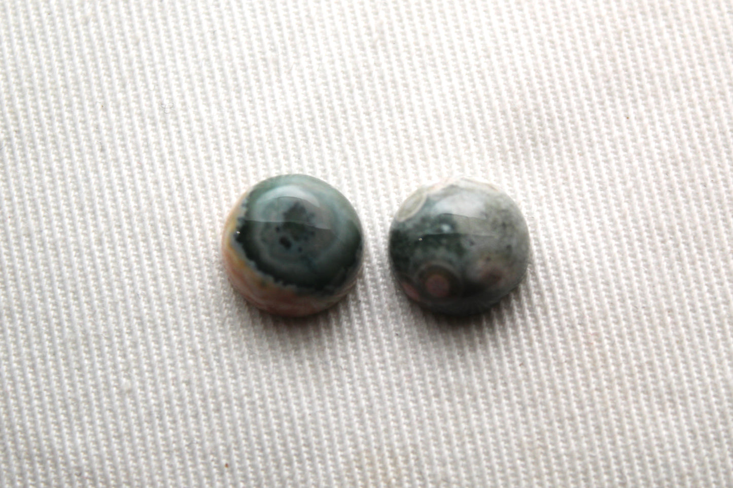 TWO smooth Ocean Jasper cabochons Gemstones round 10MM