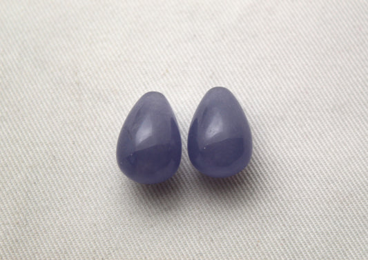 TOP DRILLED Set of two Dyed Purple Jade Gemstones drop