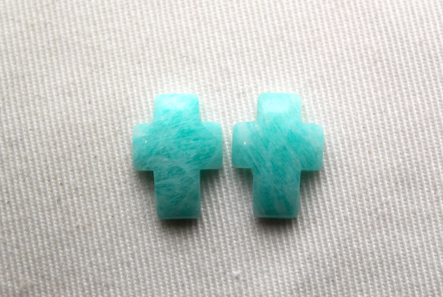 Paire de cabochons Amazonite Gemmes Croix 12X16MM