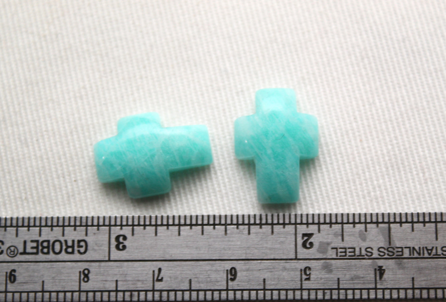 Paire de cabochons Amazonite Gemmes Croix 12X16MM