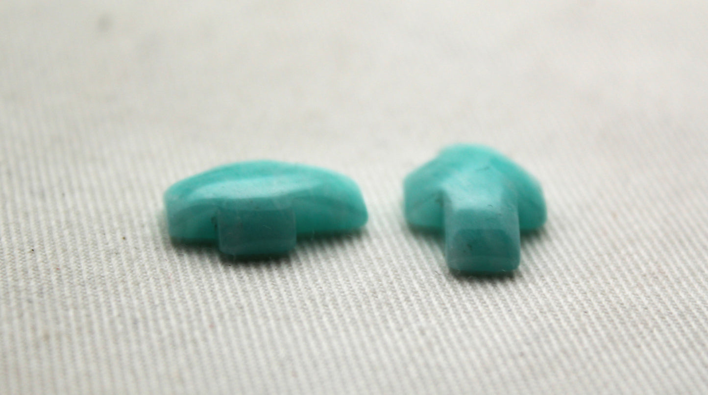 Paire de cabochons Amazonite Gemmes Croix 12X16MM