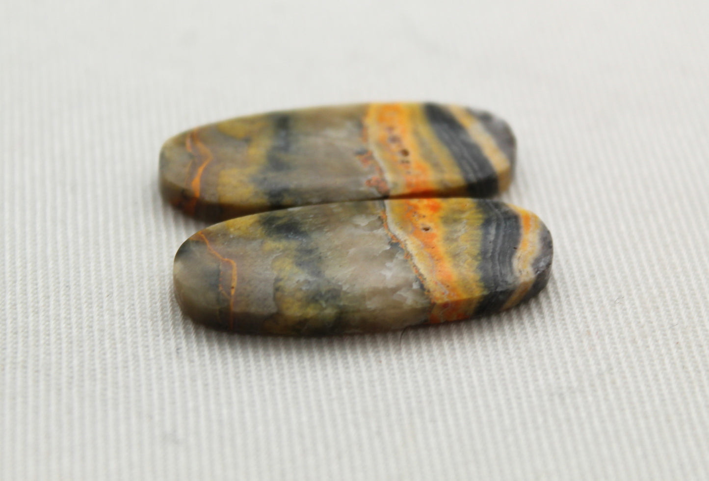 Oval Pair Bumblebee Jasper cabochon Gemstone yellow green