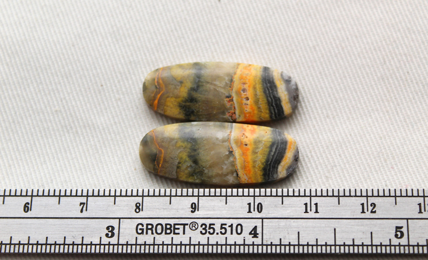 Oval Pair Bumblebee Jasper cabochon Gemstone yellow green