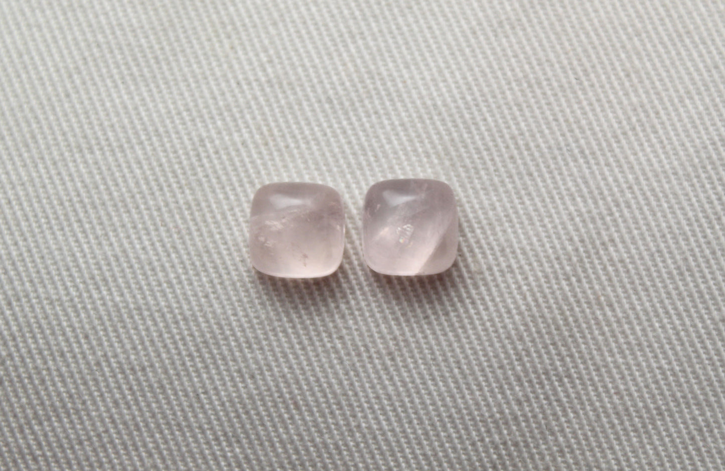 TWO Pink Quartz cabochons Gemstones square 8MM