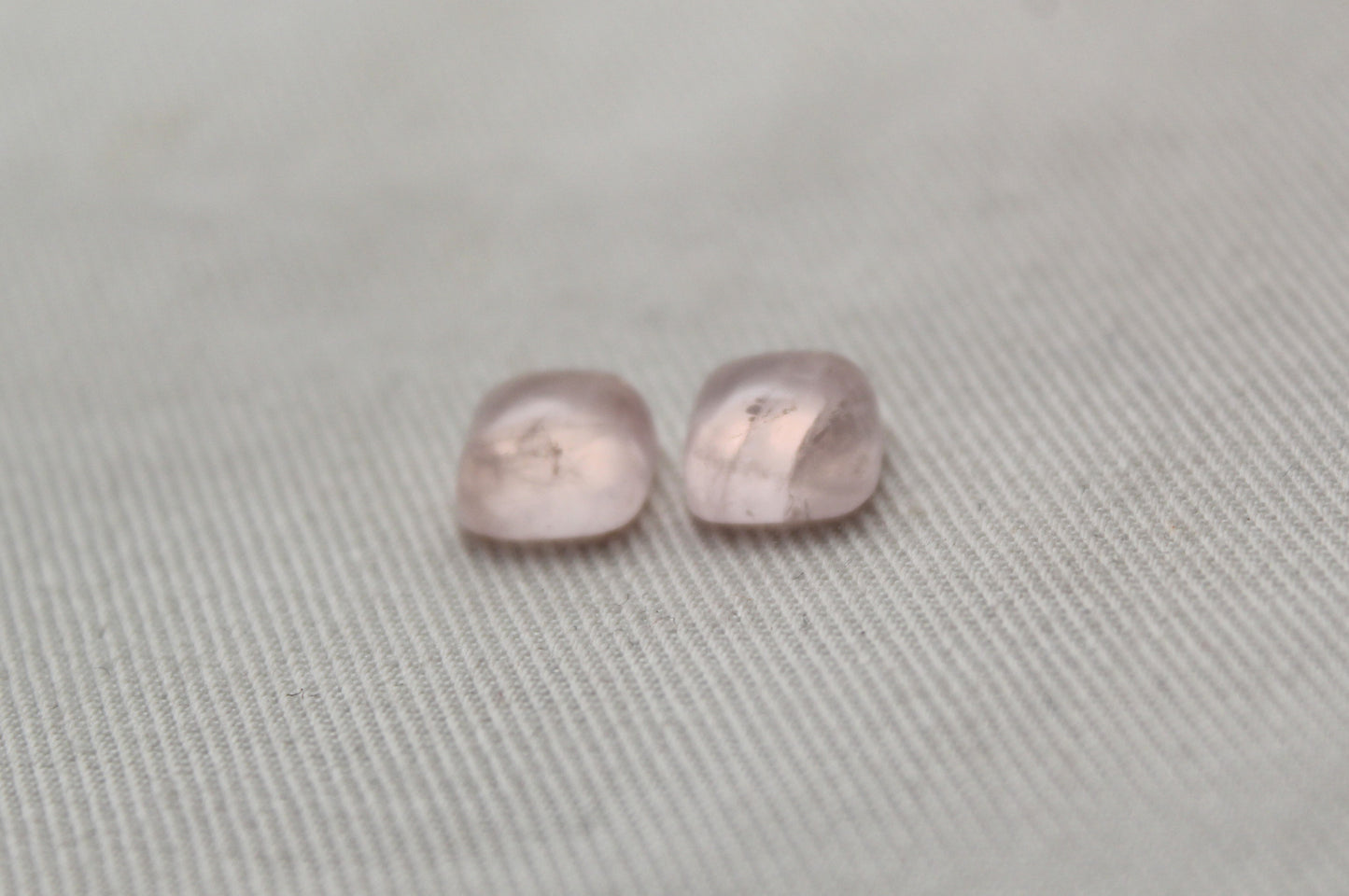 TWO Pink Quartz cabochons Gemstones square 8MM