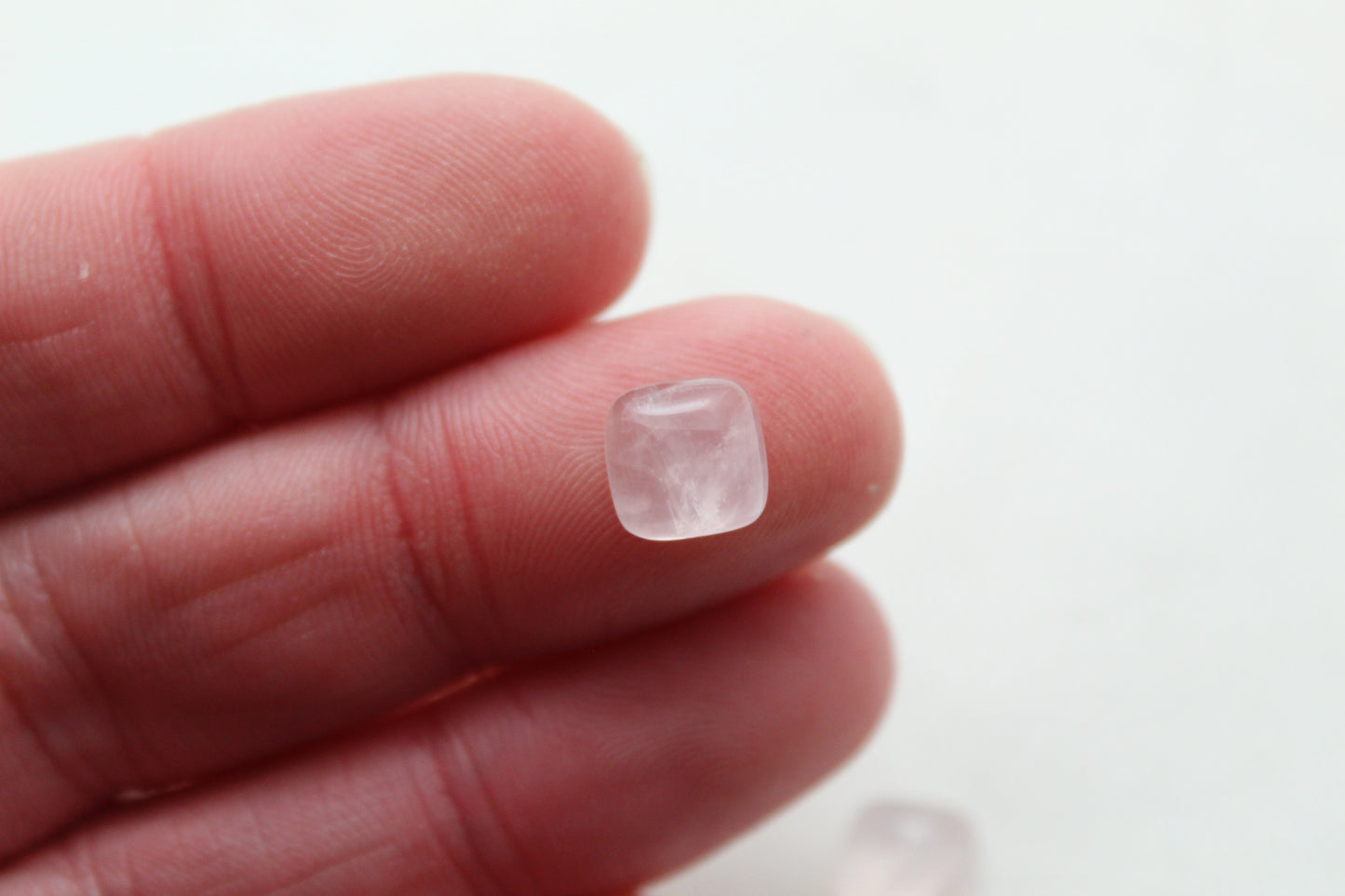 TWO Pink Quartz cabochons Gemstones square 8MM