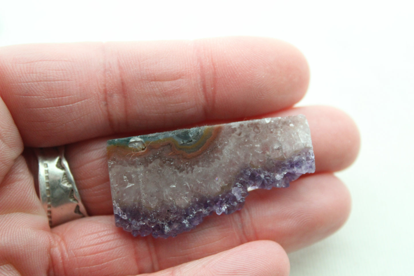 Amethyst slice gemstone druzy rectangle