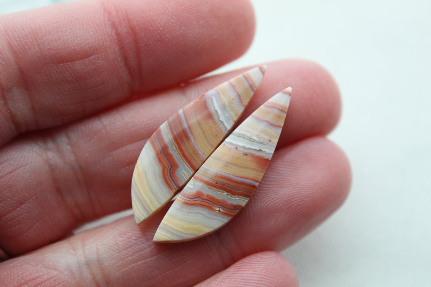 Banded Agates Cabochons Gemstone Pair multicolors