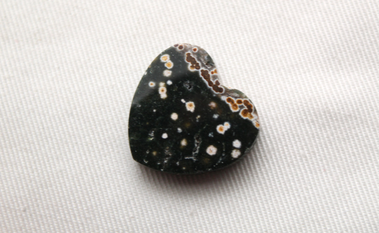 River Jasper Heart Cabochon Gemstone green yellow