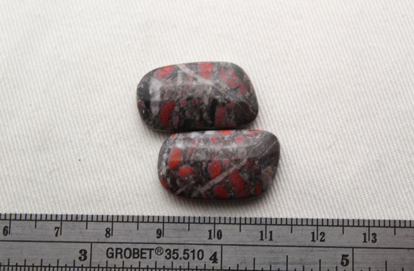 Pair of Mushroom Jasper Cabochons Gemstones freeform