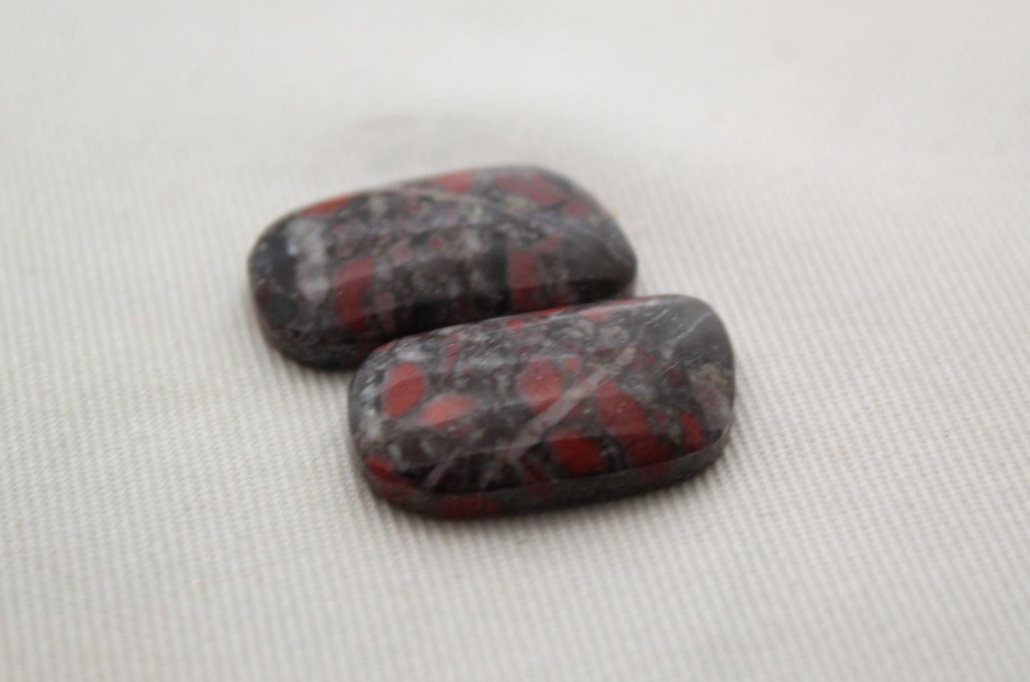 Pair of Mushroom Jasper Cabochons Gemstones freeform