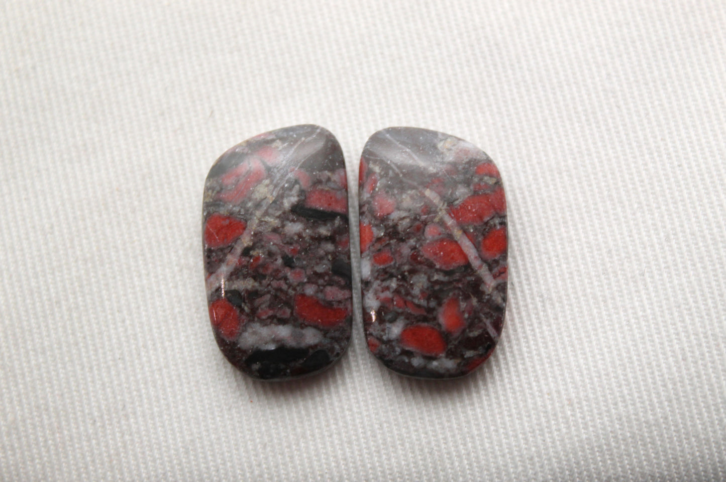 Pair of Mushroom Jasper Cabochons Gemstones freeform