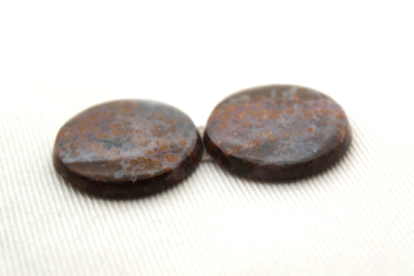 River Jasper Cabochon Pair Gemstone beige round 21MM