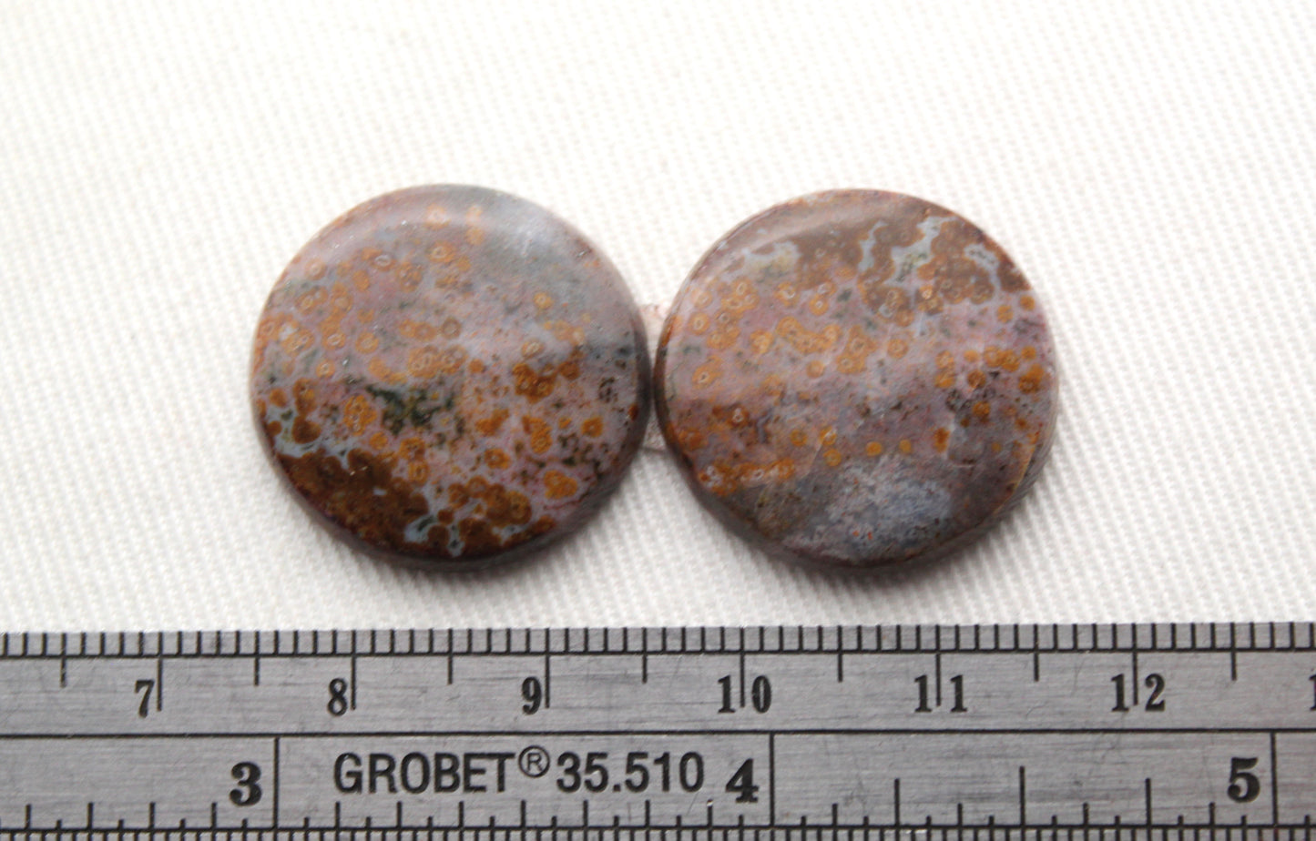 River Jasper Cabochon Pair Gemstone beige round 21MM