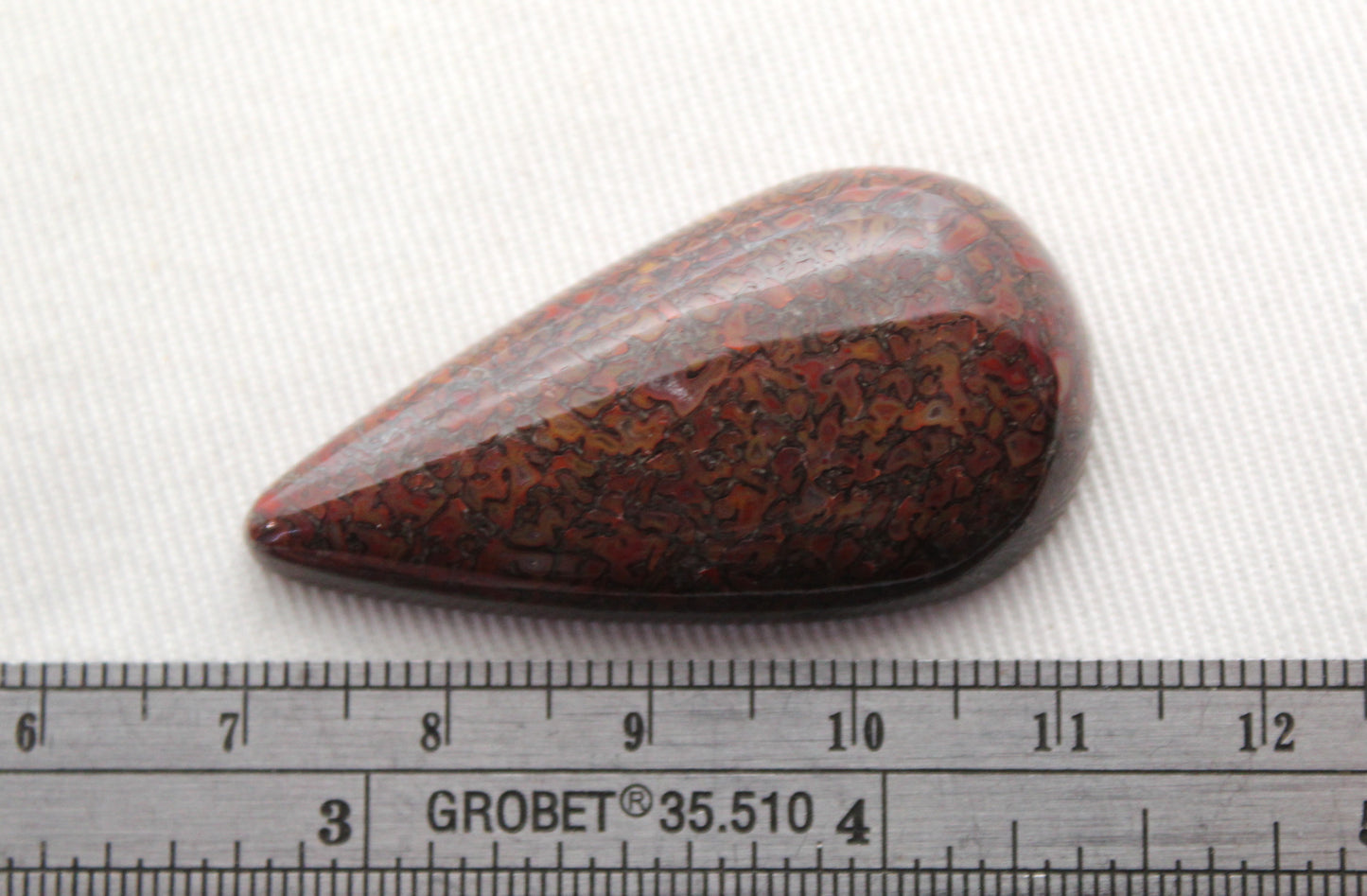 Dinosaur Bone Cabochon Long Teardrop red fossil