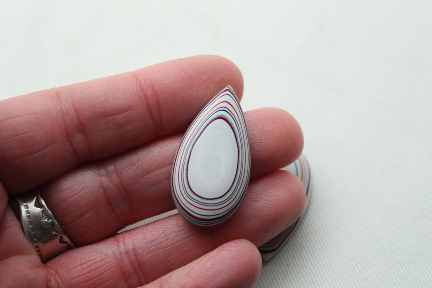 TWO Fordite Cabochon teardrop Mismatch