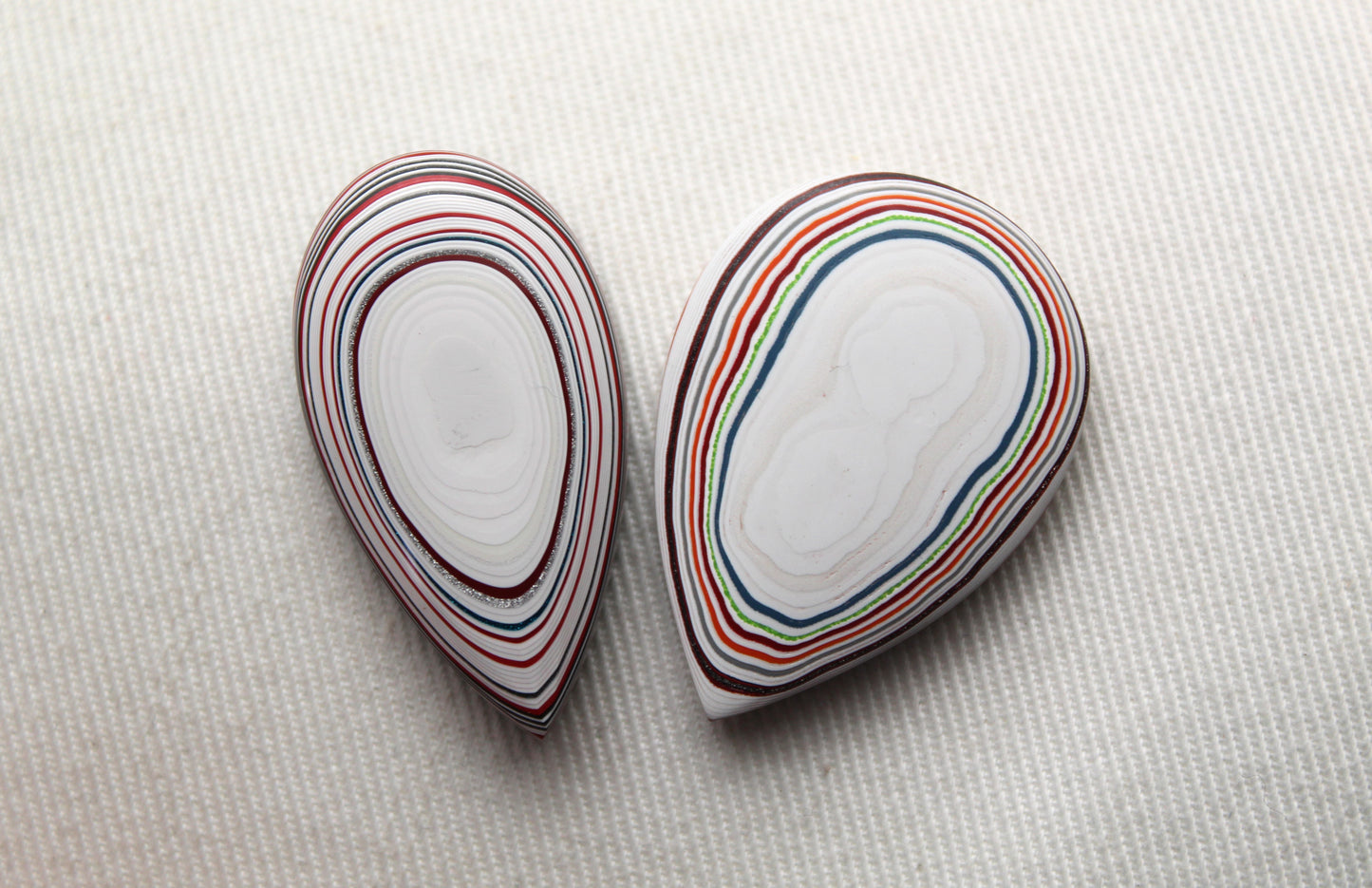 TWO Fordite Cabochon teardrop Mismatch