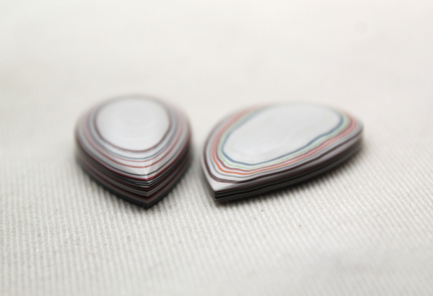 TWO Fordite Cabochon teardrop Mismatch