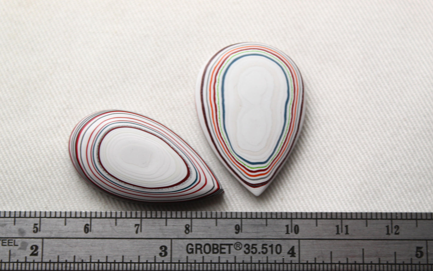 TWO Fordite Cabochon teardrop Mismatch