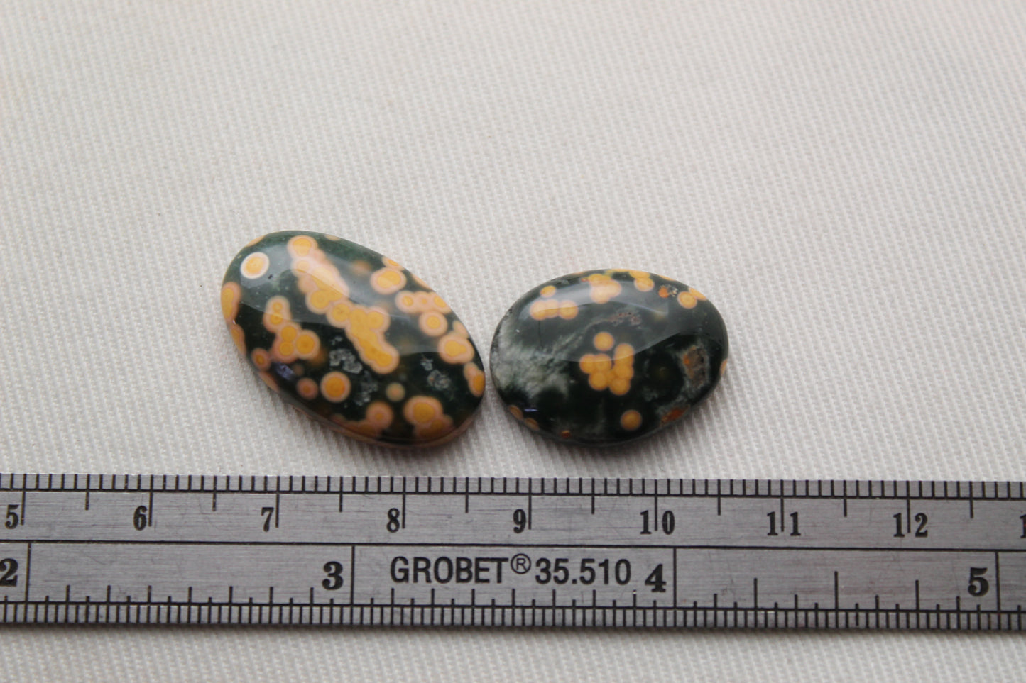 TWO Ocean Jasper Cabochon Gemstone freeform green