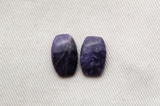 TWO Charoite Cabochon purple Gemstone 10X15MM