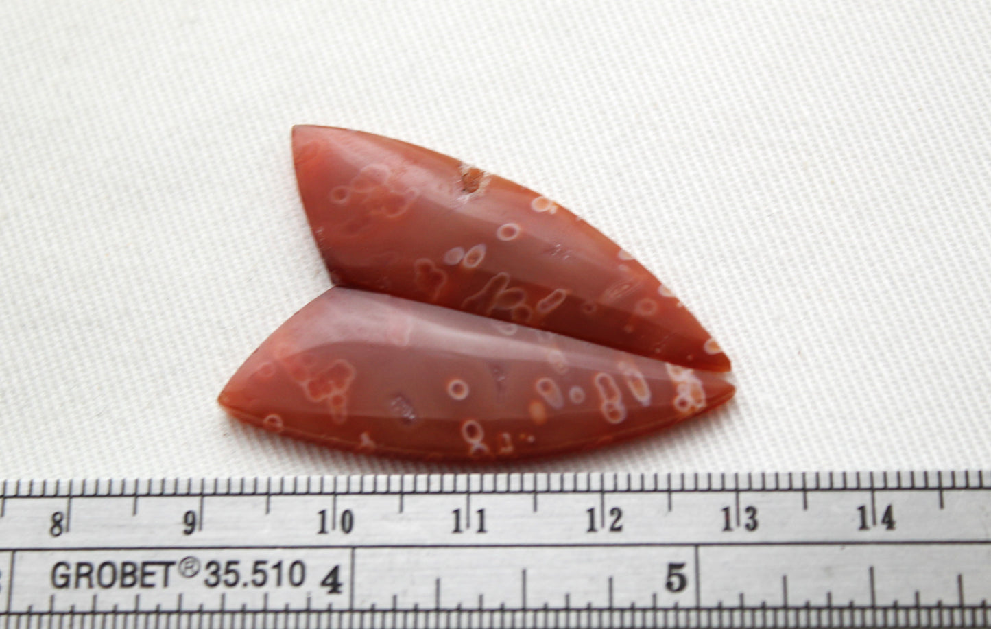 Tube Carnelian Cabochon Pair Transludent Red gemstone