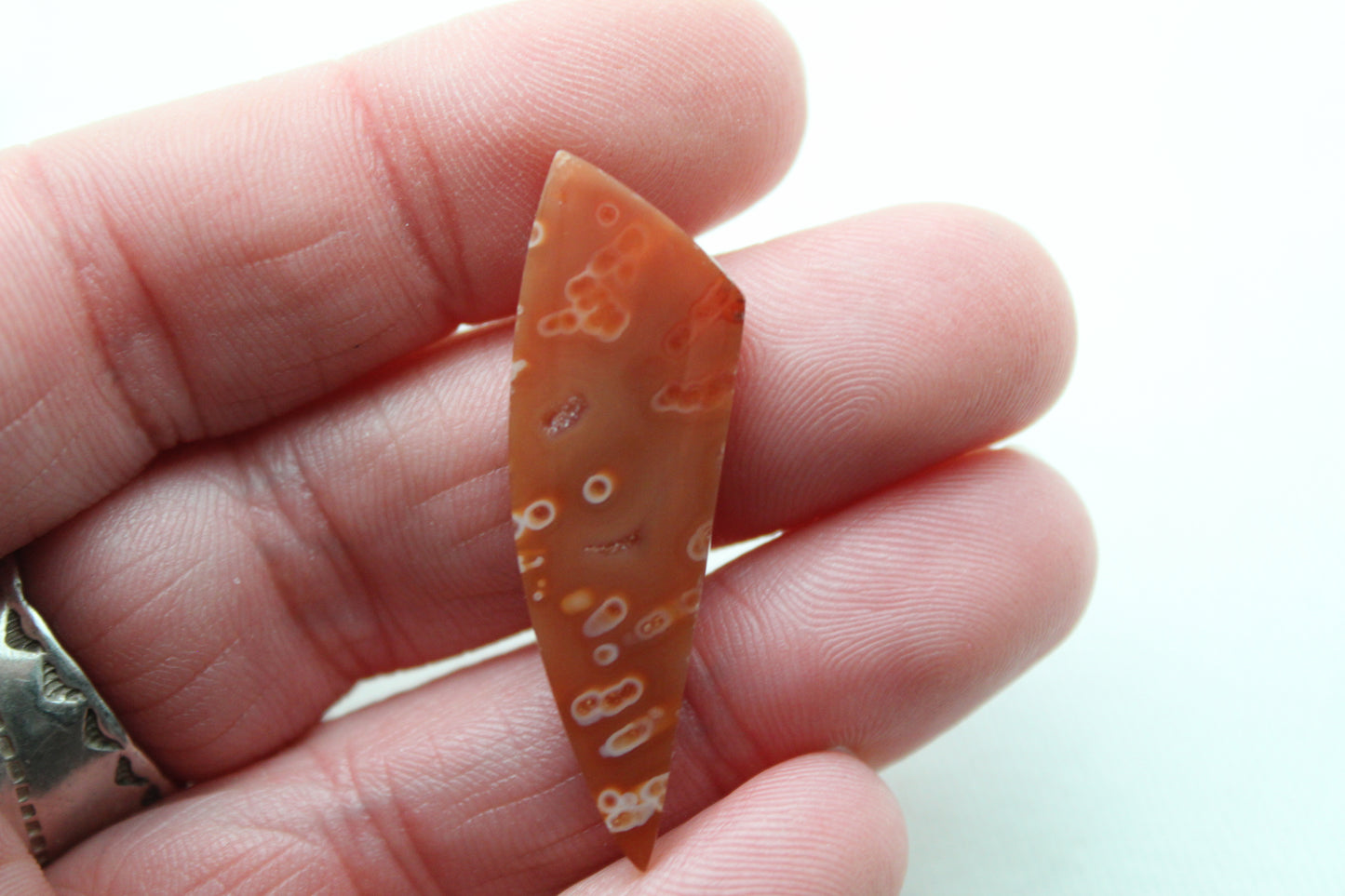 Tube Carnelian Cabochon Pair Transludent Red gemstone