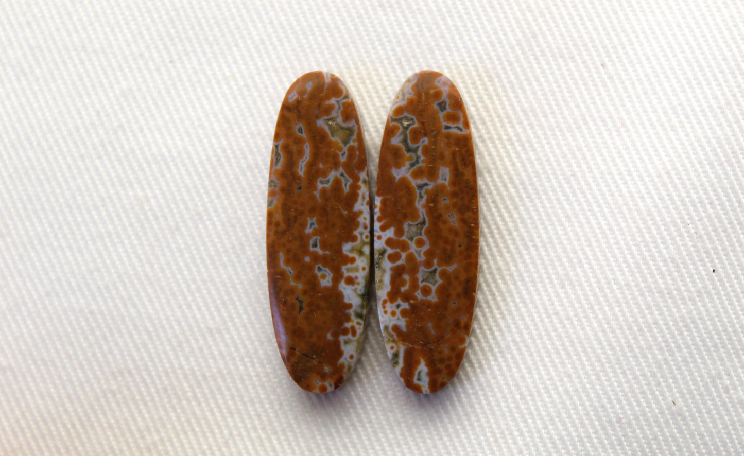 River Jasper Cabochon Pair Gemstone brown white