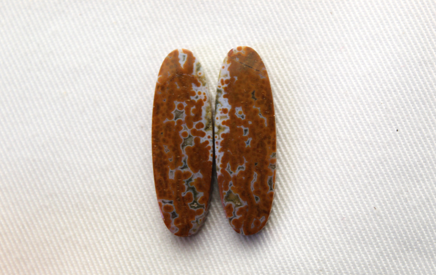 River Jasper Cabochon Pair Gemstone brown white