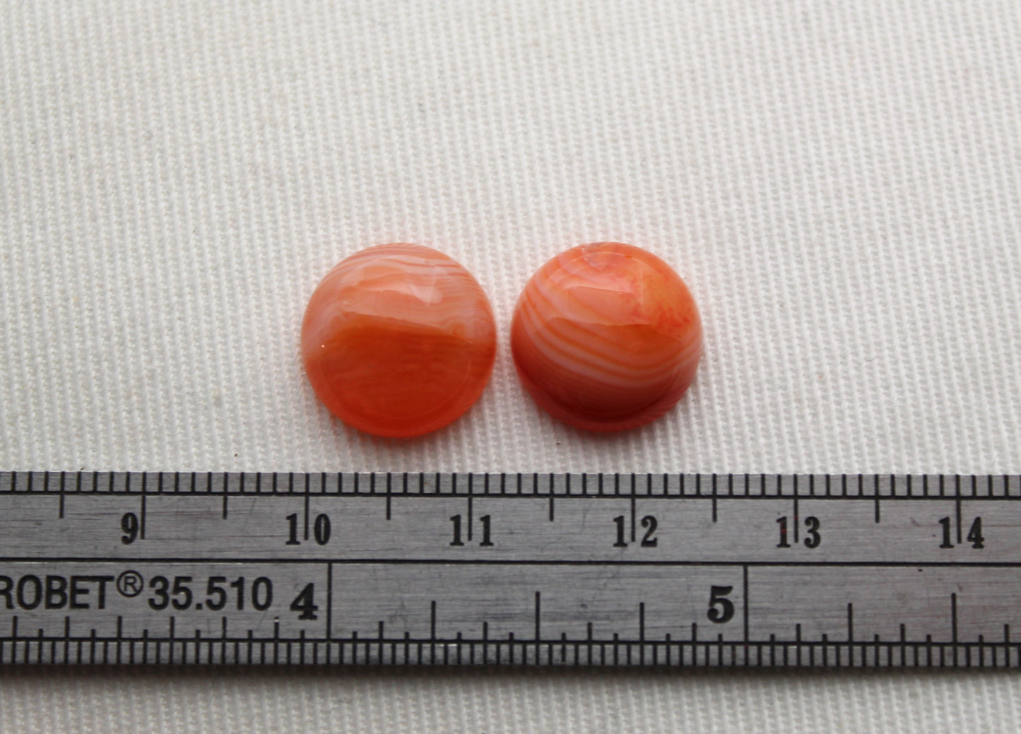 TWO Banded Agate cabochon Gemstone round 12MM