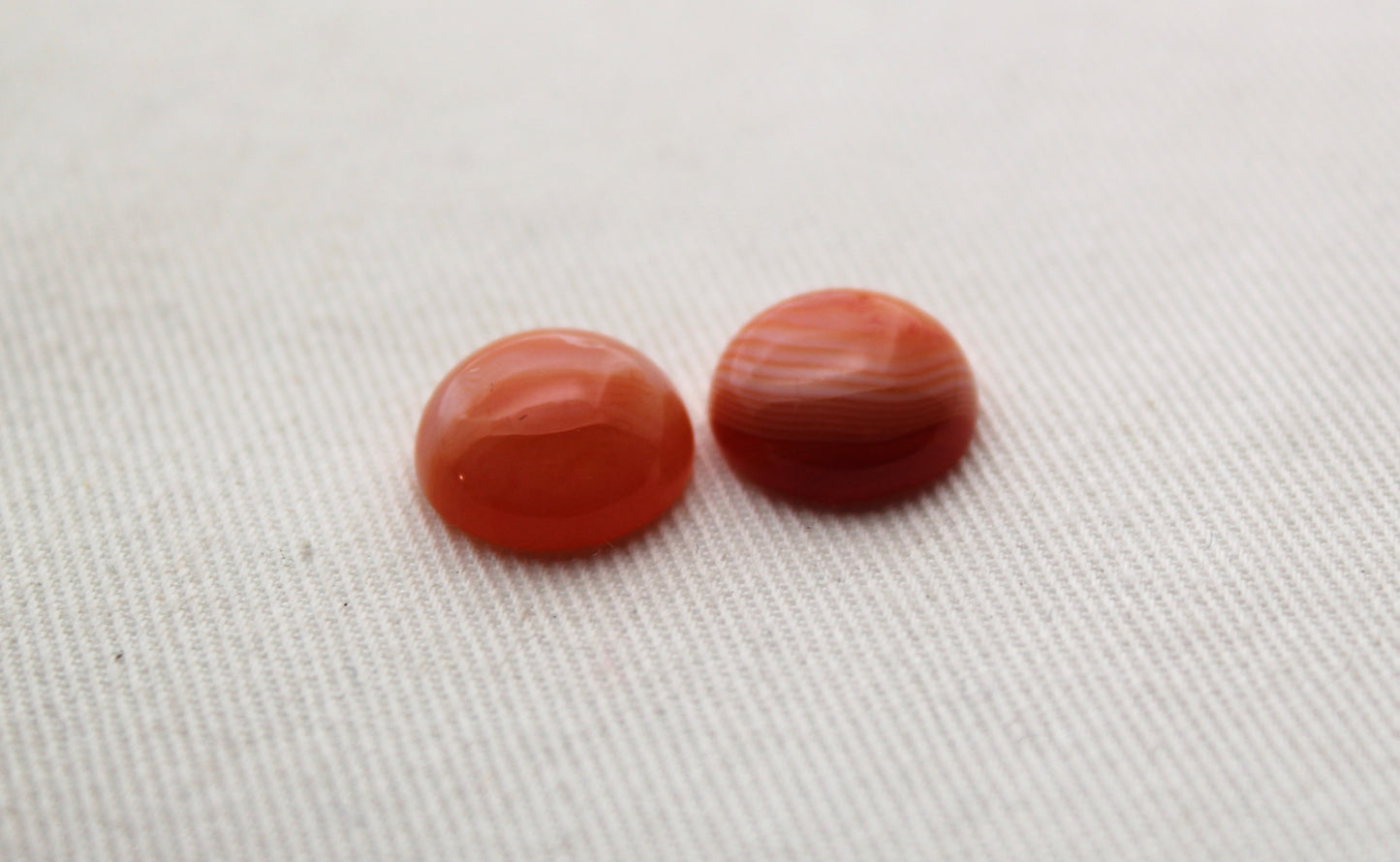 TWO Banded Agate cabochon Gemstone round 12MM