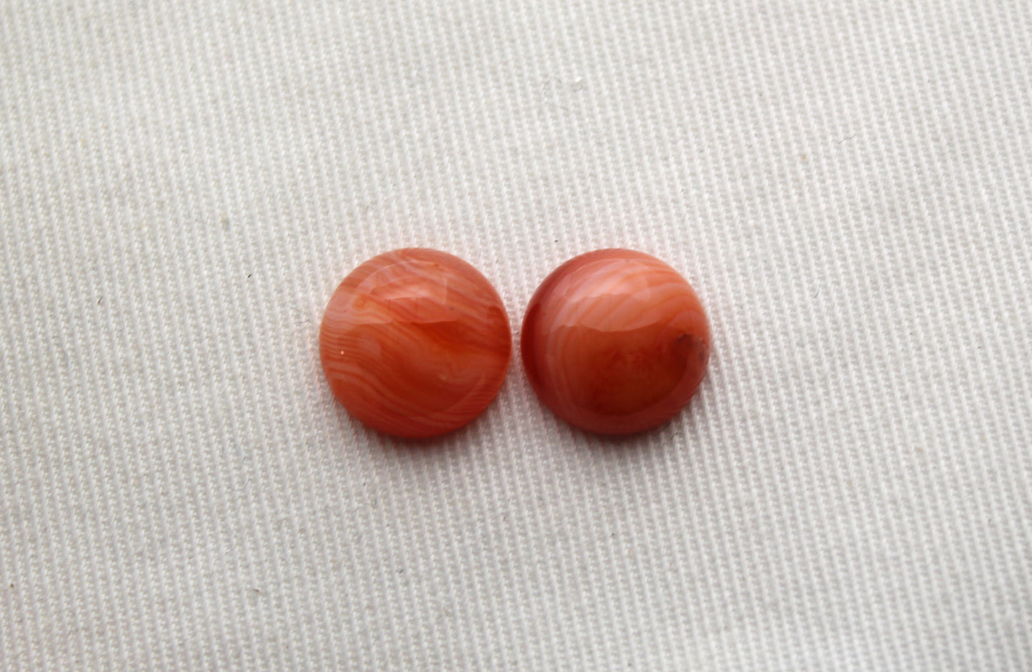 TWO Banded Agate cabochon Gemstone round 12MM