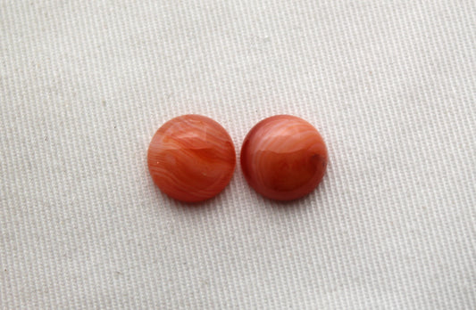 TWO Banded Agate cabochon Gemstone round 12MM