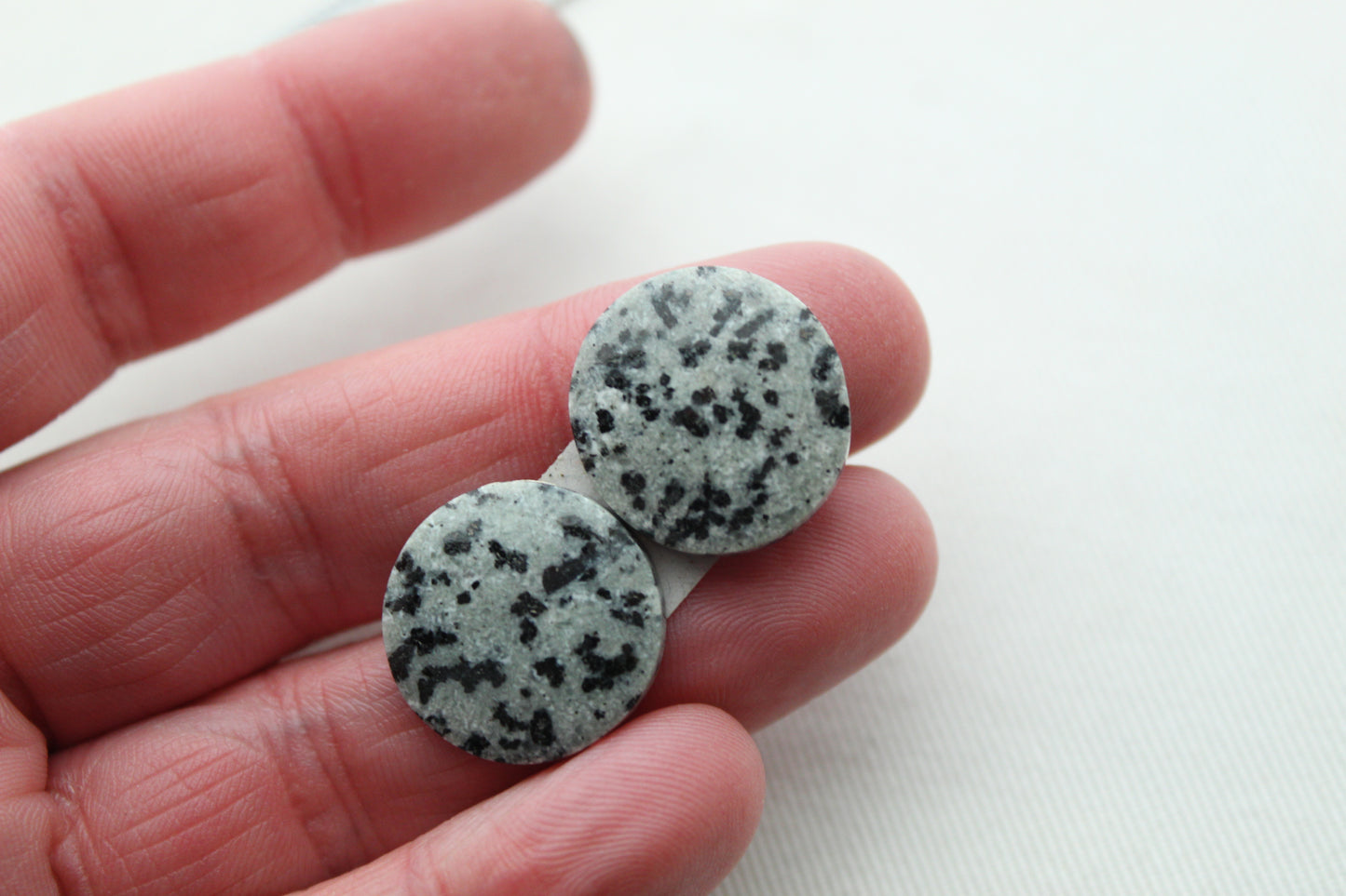 Dalmatian Jasper pair gray gemstone cabochon round 18MM