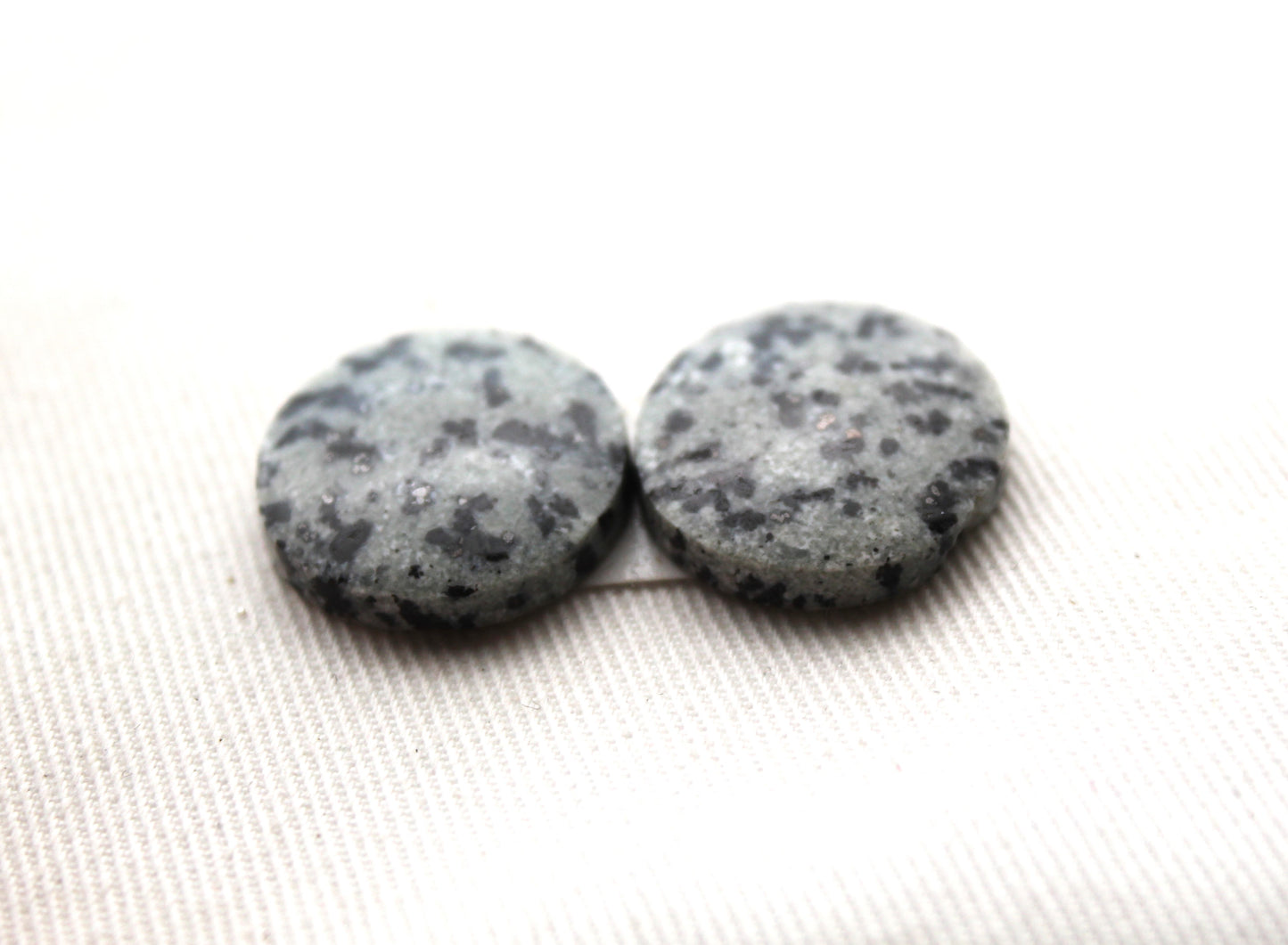 Dalmatian Jasper pair gray gemstone cabochon round 18MM