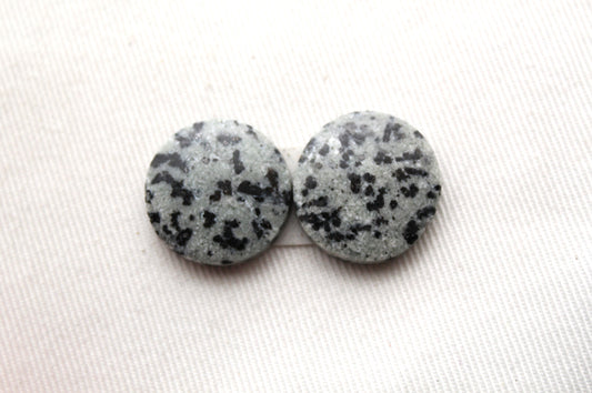 Dalmatian Jasper pair gray gemstone cabochon round 18MM