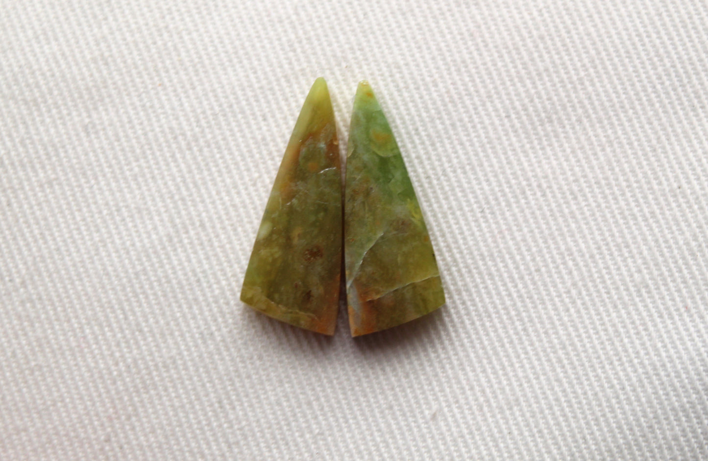 SMALL Opalized Petrified Wood Cabochon Pair green gemstone