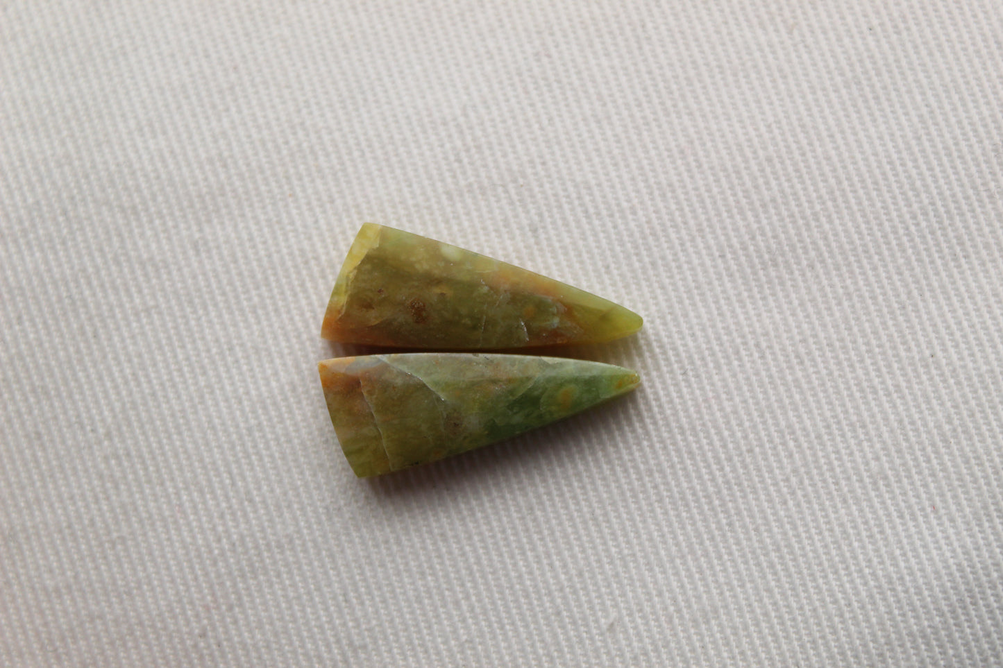 SMALL Opalized Petrified Wood Cabochon Pair green gemstone