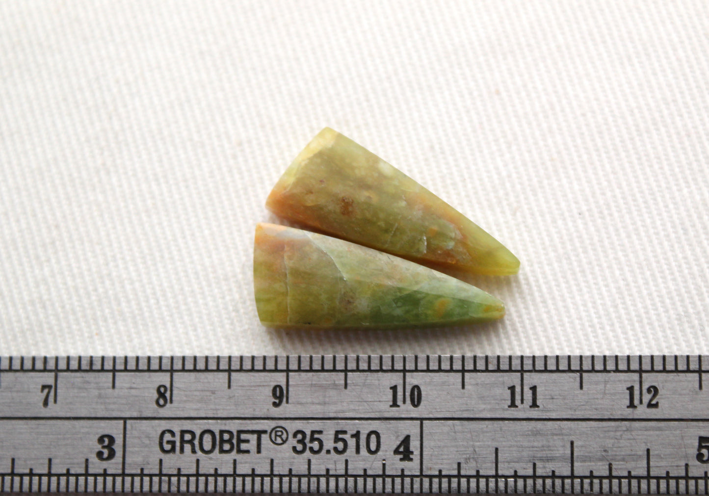 SMALL Opalized Petrified Wood Cabochon Pair green gemstone