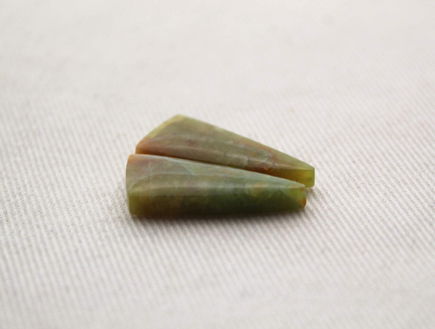 SMALL Opalized Petrified Wood Cabochon Pair green gemstone