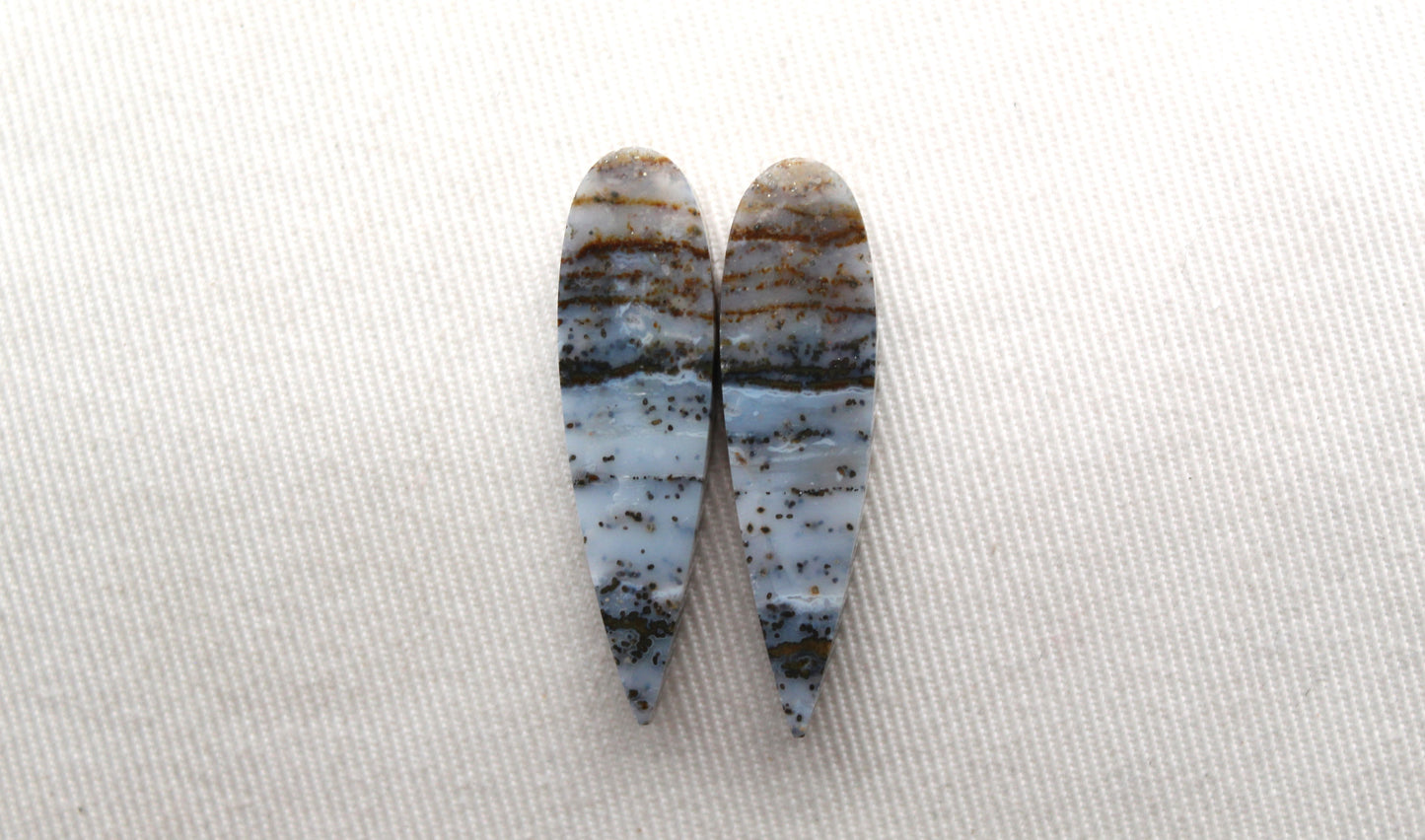 Blue River Jasper Cabochon Pair Gemstone teardrop