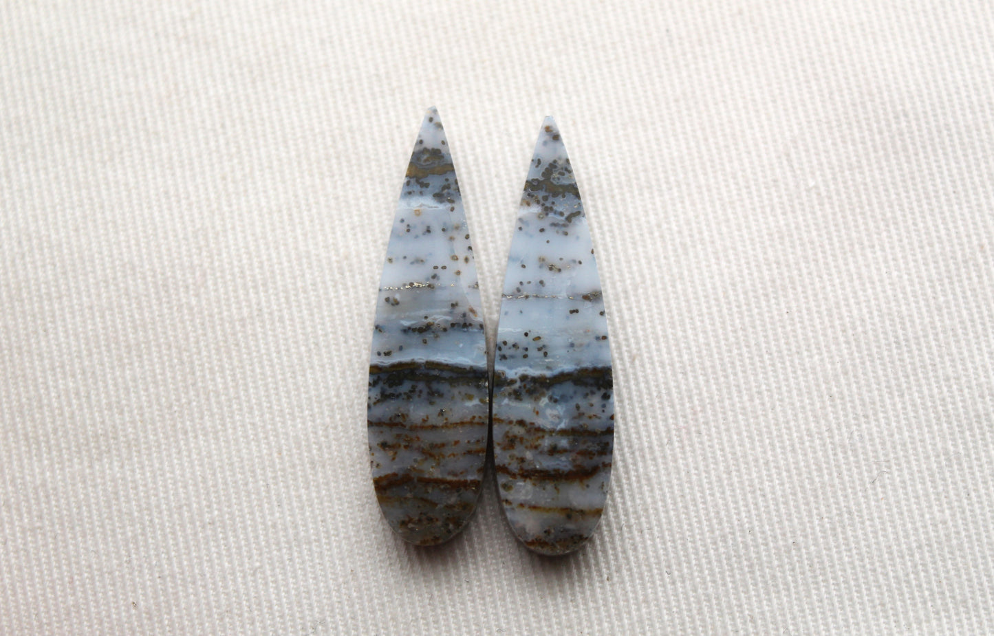 Blue River Jasper Cabochon Pair Gemstone teardrop