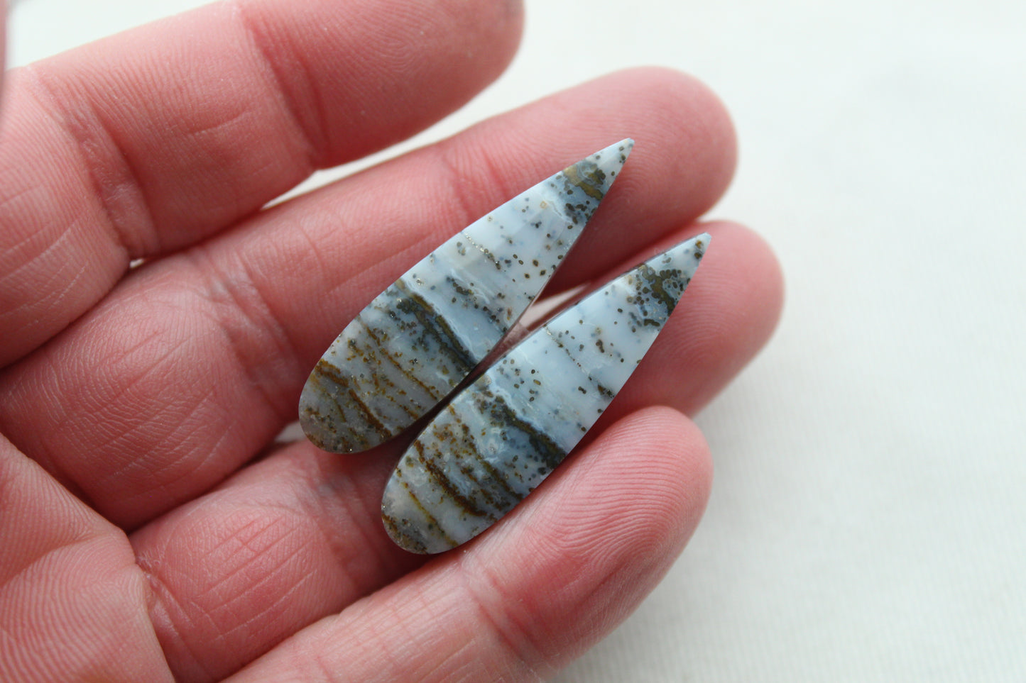 Blue River Jasper Cabochon Pair Gemstone teardrop