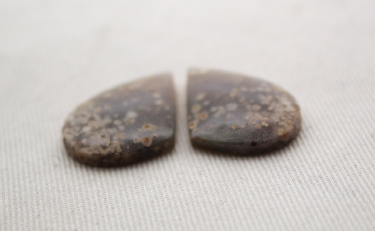 Pair White Indonesian Agate Cabochons gemstones freeform