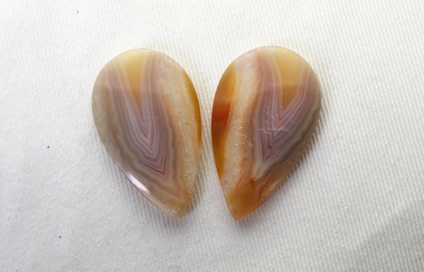 Banded Agates Cabochons Gemstone Pair teardrop