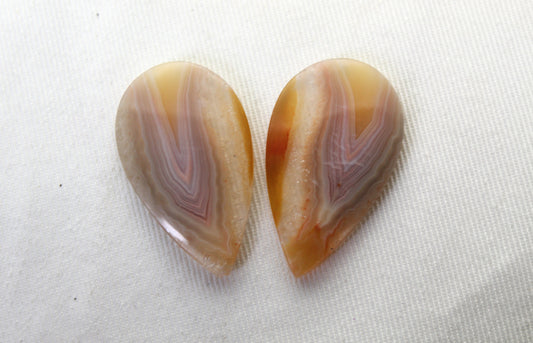 Banded Agates Cabochons Gemstone Pair teardrop