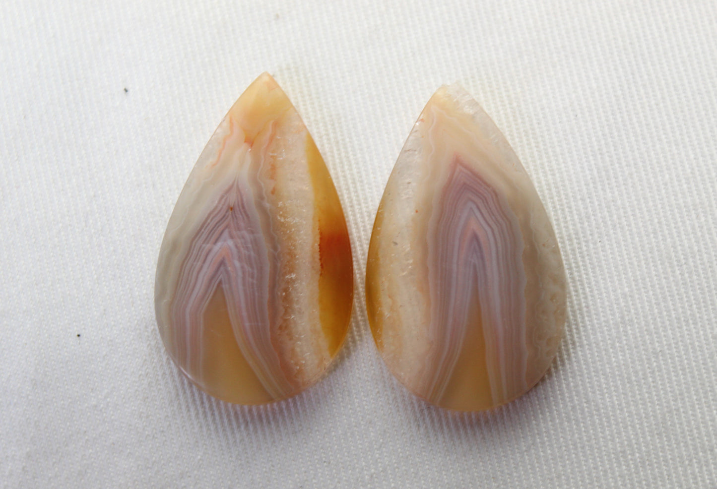 Banded Agates Cabochons Gemstone Pair teardrop