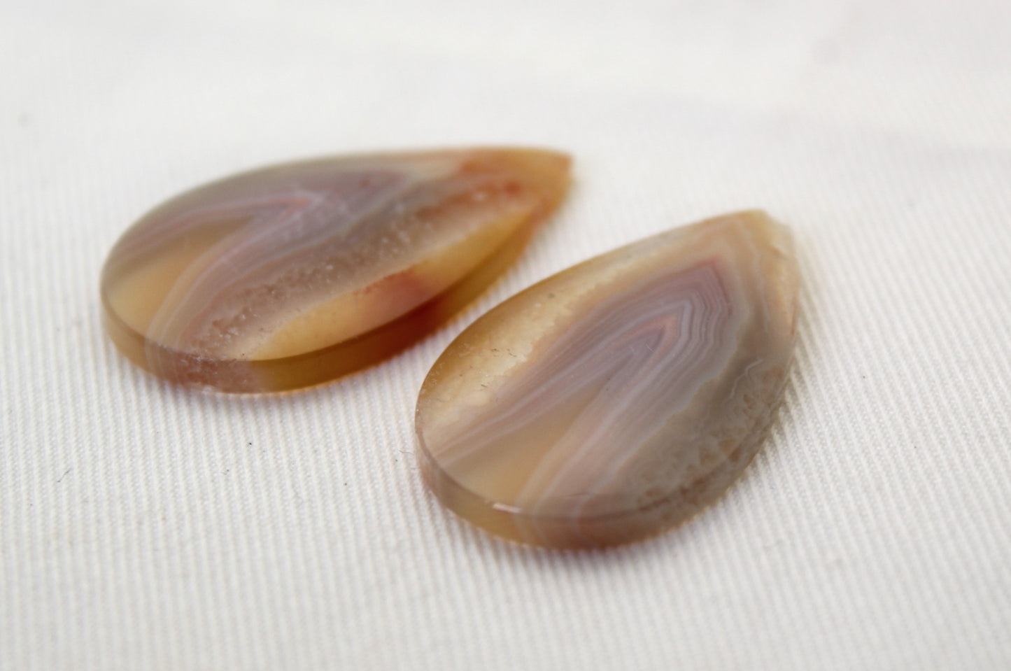 Banded Agates Cabochons Gemstone Pair teardrop