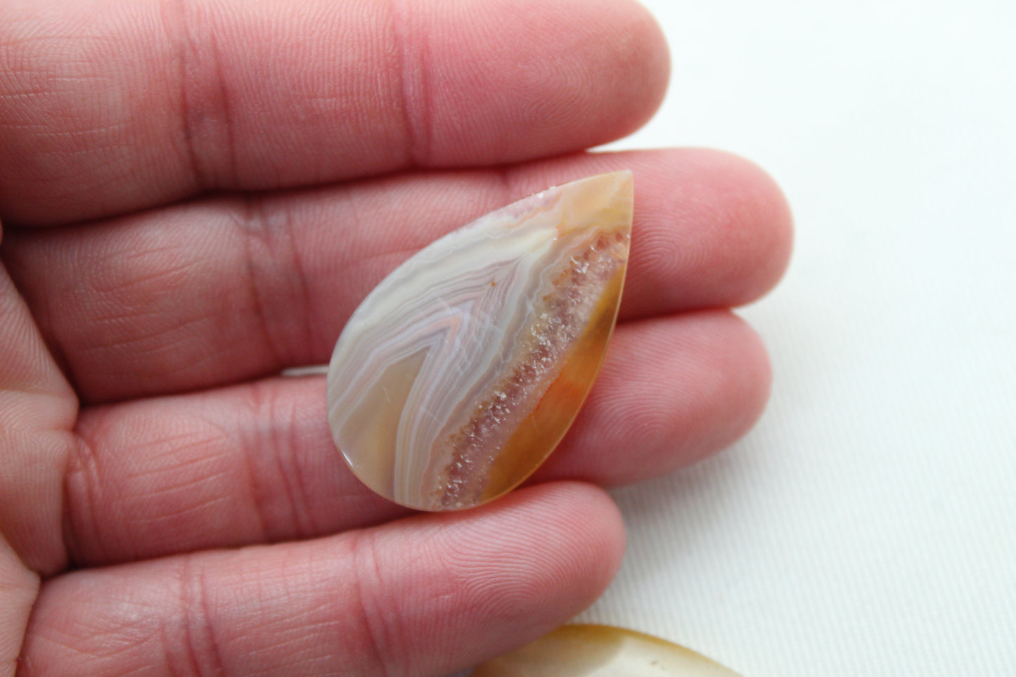 Banded Agates Cabochons Gemstone Pair teardrop